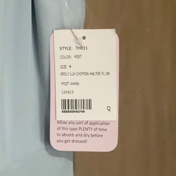 NWT Dessy/Thread Halter Chiffon Dress in  Mist 4 - Picture 5 of 6